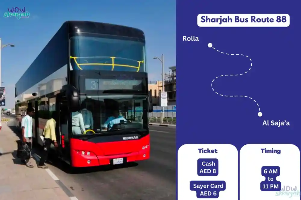 Sharjah Bus Route 88 - Rolla – Al Saja’a - WowSahrjah